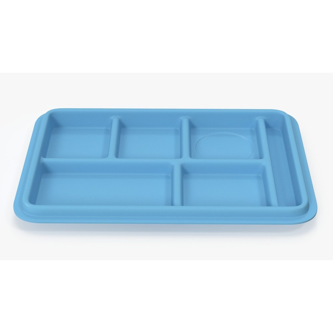 Compartment Meal Tray 3D Model – Blue Catering Accessory, PBR Textures - View 8