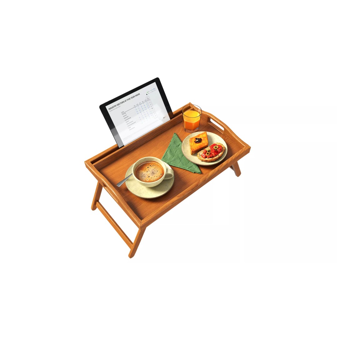 Breakfast Tray 3D Model – Wooden PBR Asset for Rendering - View 2