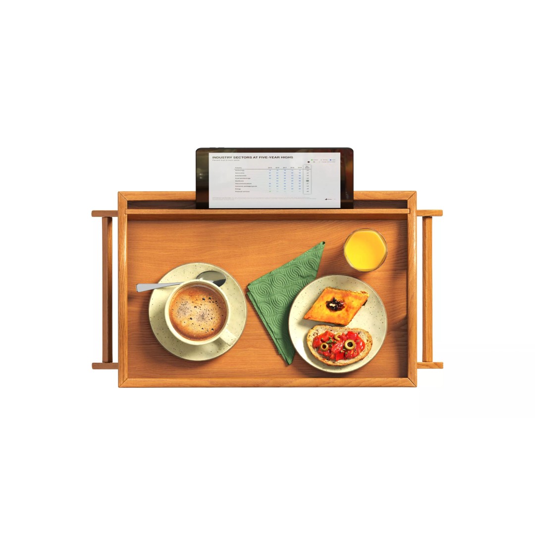 Breakfast Tray 3D Model – Wooden PBR Asset for Rendering - View 8