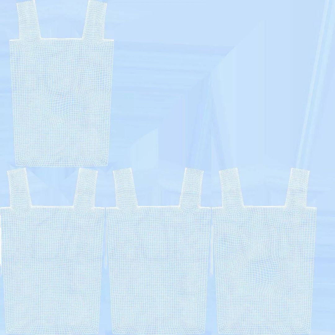 Used Grocery Shopping Bag 3D Model – Polyethylene Design, PBR Textures - View 10