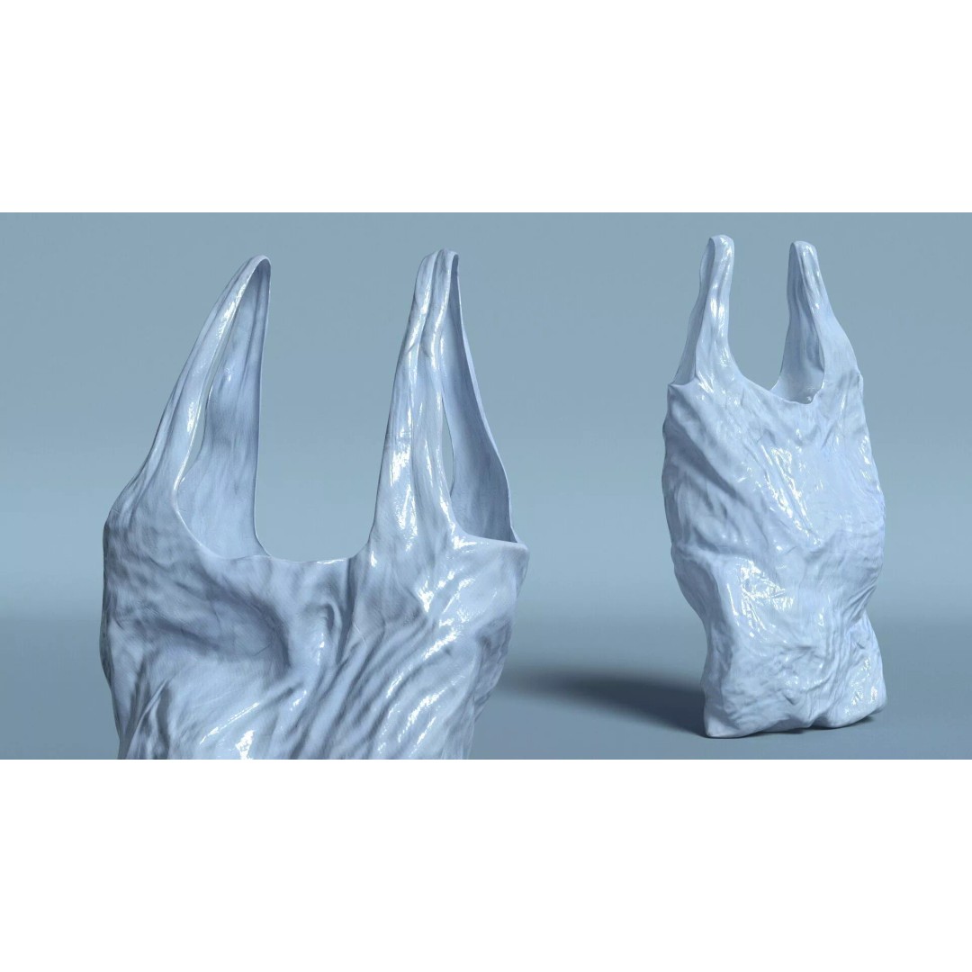 Used Grocery Shopping Bag 3D Model – Polyethylene Design, PBR Textures - View 4