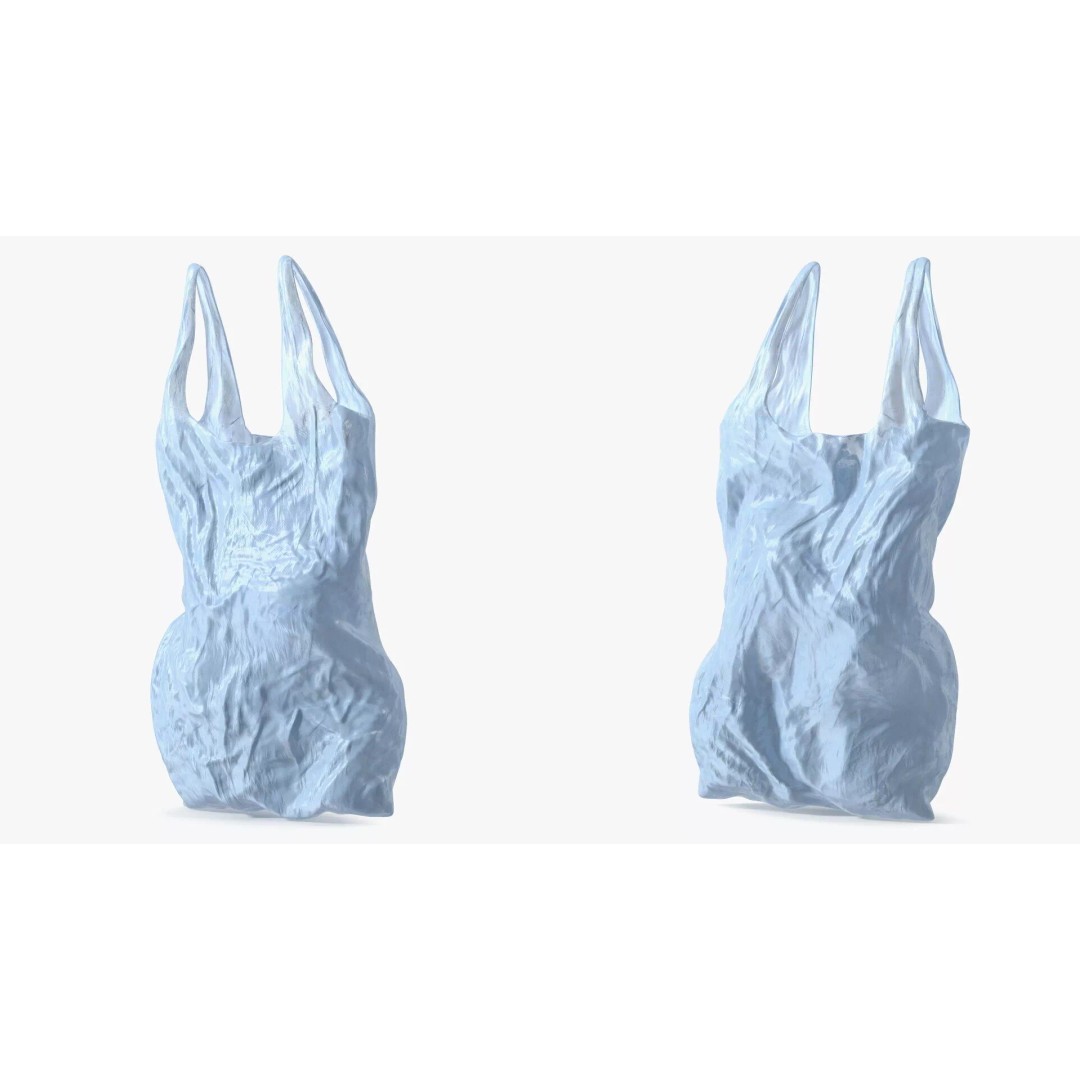 Used Grocery Shopping Bag 3D Model – Polyethylene Design, PBR Textures - View 5