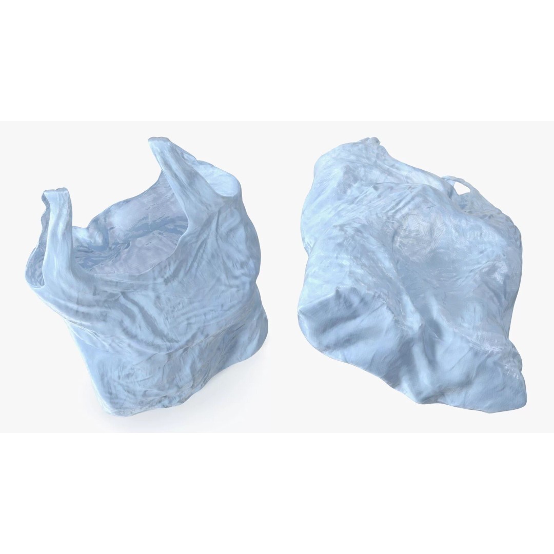 Used Grocery Shopping Bag 3D Model – Polyethylene Design, PBR Textures - View 6
