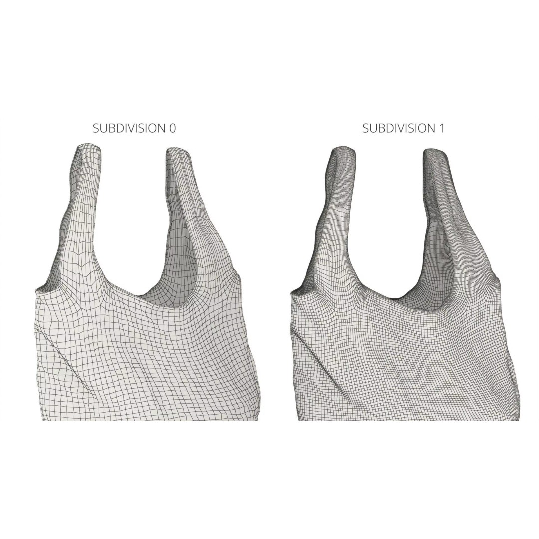Used Grocery Shopping Bag 3D Model – Polyethylene Design, PBR Textures - View 8