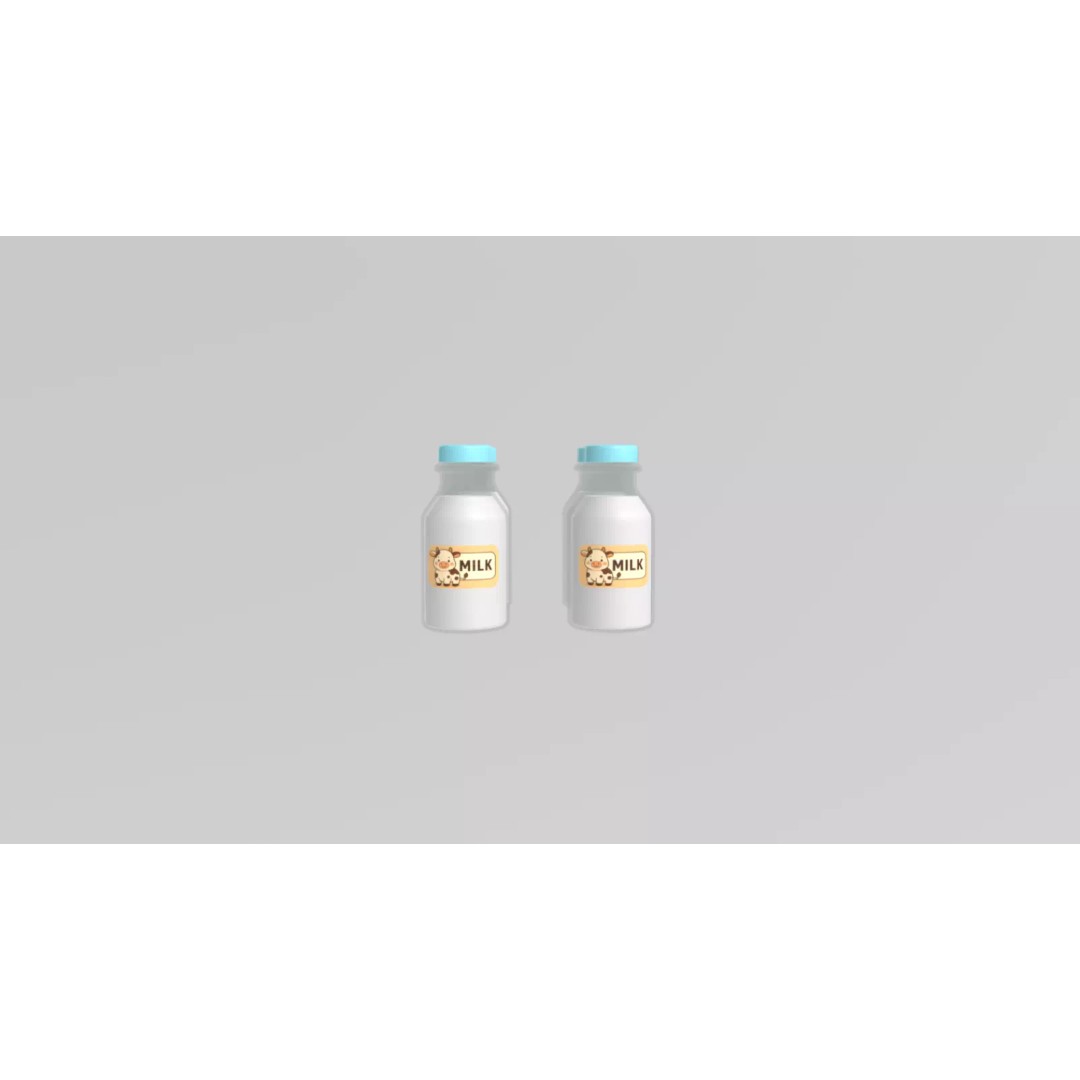 Stylized Milk Bottles 3D Model – Low Poly Game Asset, FBX - View 15
