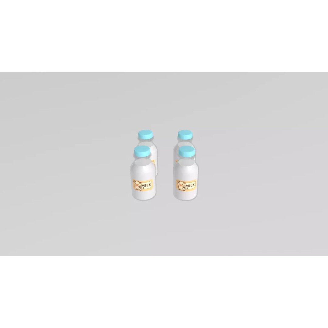 Stylized Milk Bottles 3D Model – Low Poly Game Asset, FBX - View 16