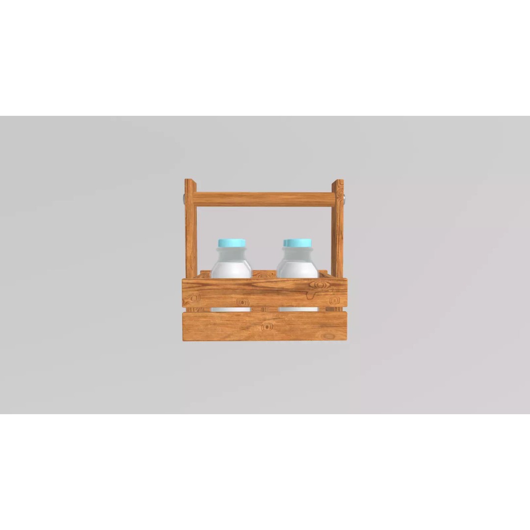 Stylized Milk Bottles 3D Model – Low Poly Game Asset, FBX - View 4