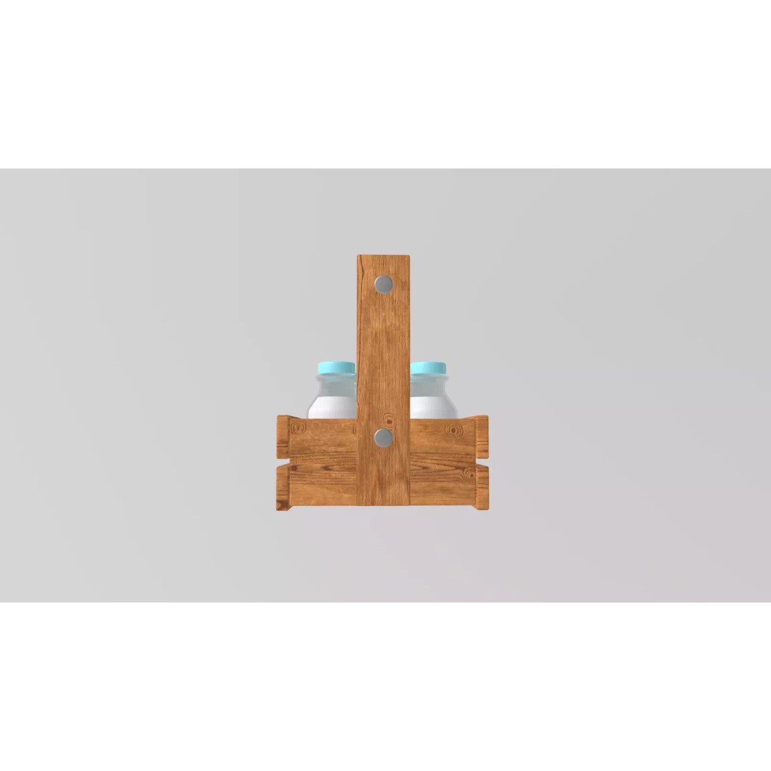 Stylized Milk Bottles 3D Model – Low Poly Game Asset, FBX - View 6