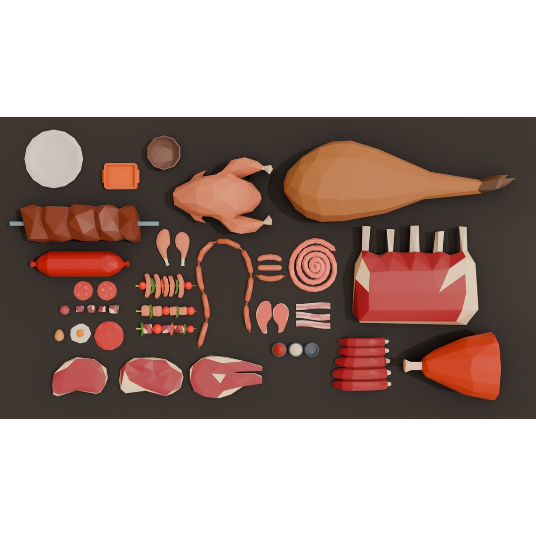 Meat 3D Model – Low Poly Food Pack, Game Ready, FBX, OBJ - View 7