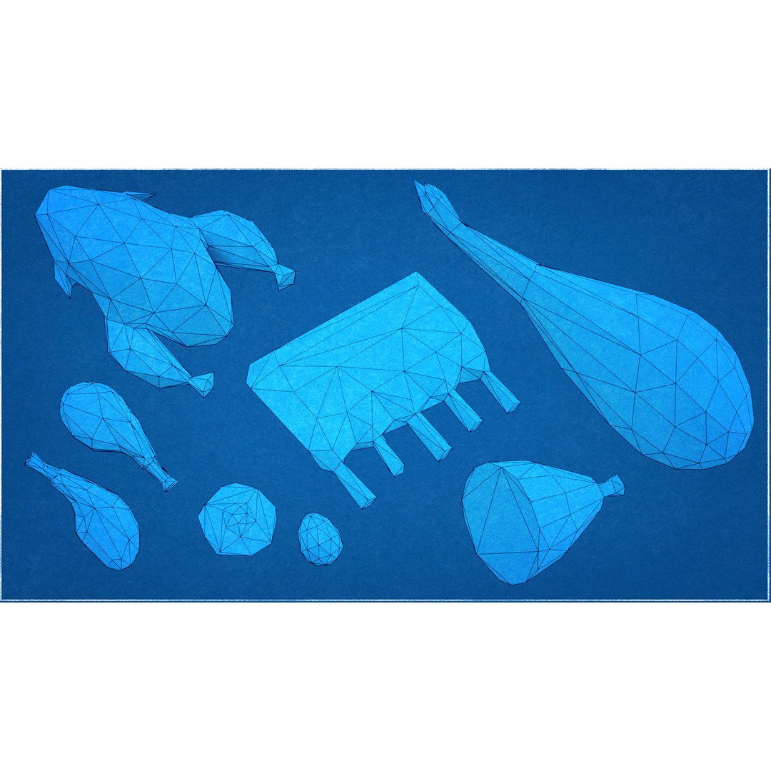 Meat 3D Model – Low Poly Food Pack, Game Ready, FBX, OBJ - View 9