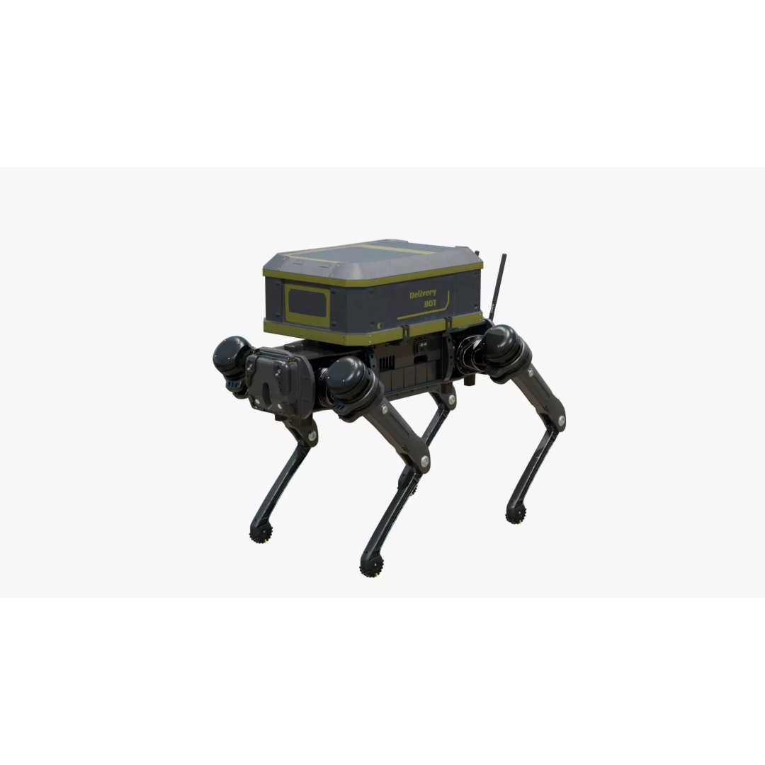 Delivery Robot Dog 3D Model – Low Poly Futuristic Design, FBX, OBJ - View 3