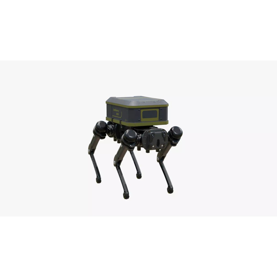 Delivery Robot Dog 3D Model – Low Poly Futuristic Design, FBX, OBJ - View 4
