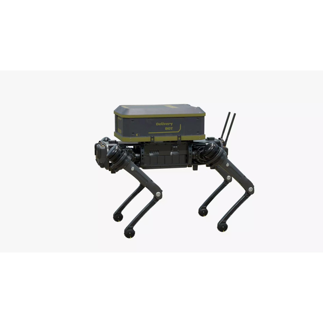 Delivery Robot Dog 3D Model – Low Poly Futuristic Design, FBX, OBJ - View 5