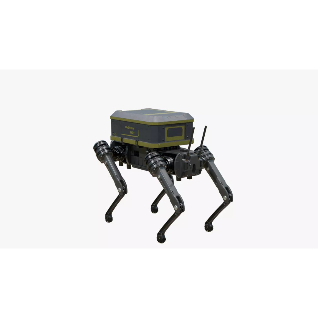 Delivery Robot Dog 3D Model – Low Poly Futuristic Design, FBX, OBJ - View 6