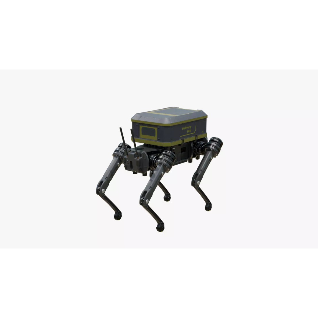 Delivery Robot Dog 3D Model – Low Poly Futuristic Design, FBX, OBJ - View 7