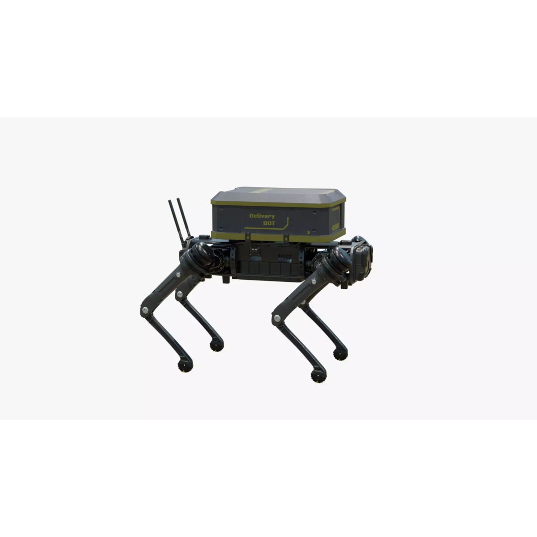 Delivery Robot Dog 3D Model – Low Poly Futuristic Design, FBX, OBJ - View 8