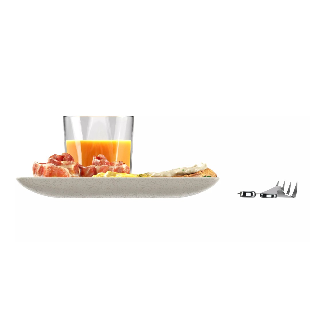 Breakfast 3D Model – Realistic Omelette, Bacon, Juice, PBR Textures - View 6