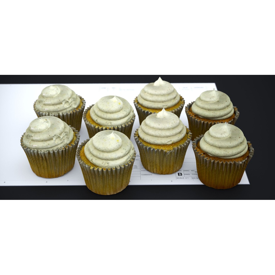 Vanilla Bean Cup Cake 3D Model – High Poly PBR Asset, FBX, OBJ - View 3
