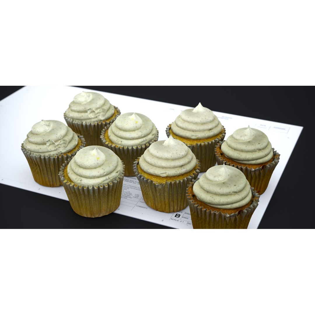 Vanilla Bean Cup Cake 3D Model – High Poly PBR Asset, FBX, OBJ - View 4