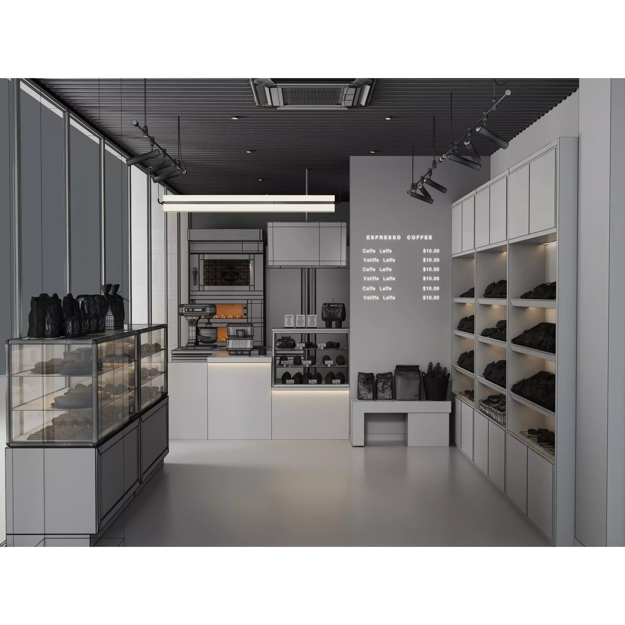 Modern Bakery Café Interior - Low-Poly 3D Model