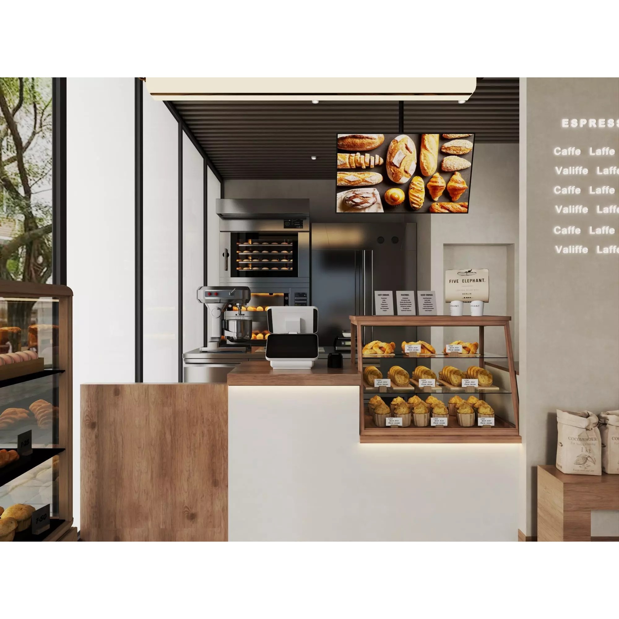 Modern Bakery Café Interior - Low-Poly 3D Model - View 10