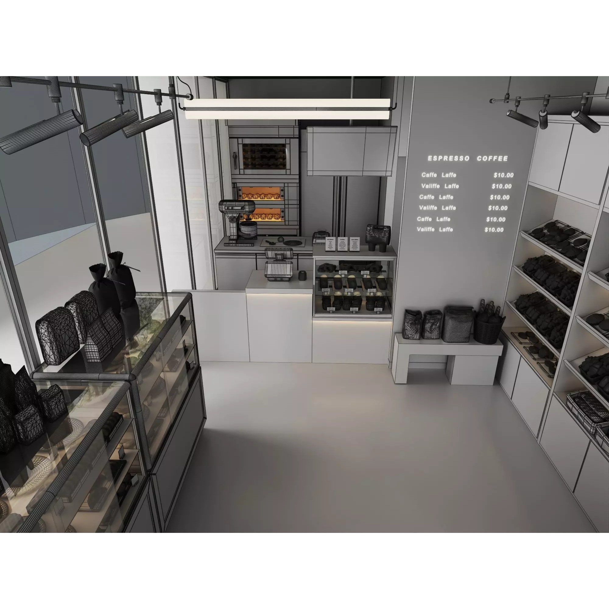 Modern Bakery Café Interior - Low-Poly 3D Model - View 11