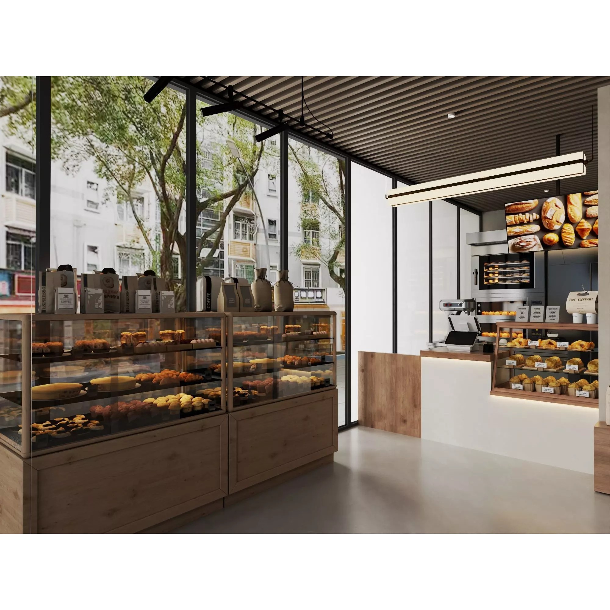 Modern Bakery Café Interior - Low-Poly 3D Model - View 12