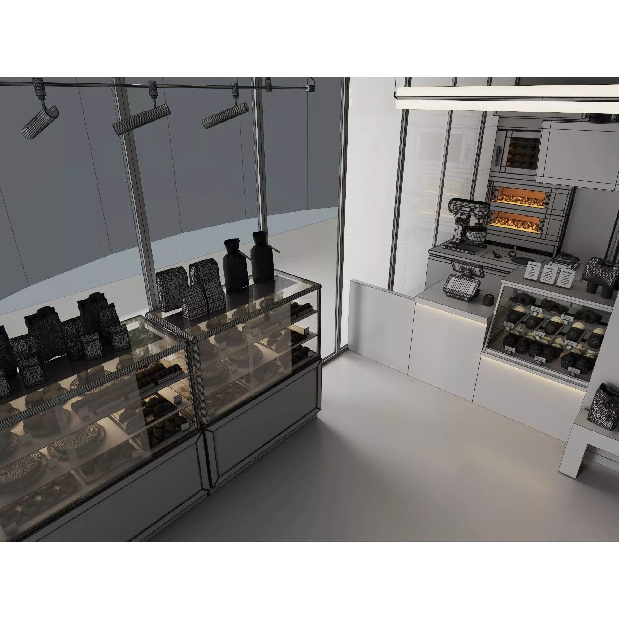 Modern Bakery Café Interior - Low-Poly 3D Model - View 15