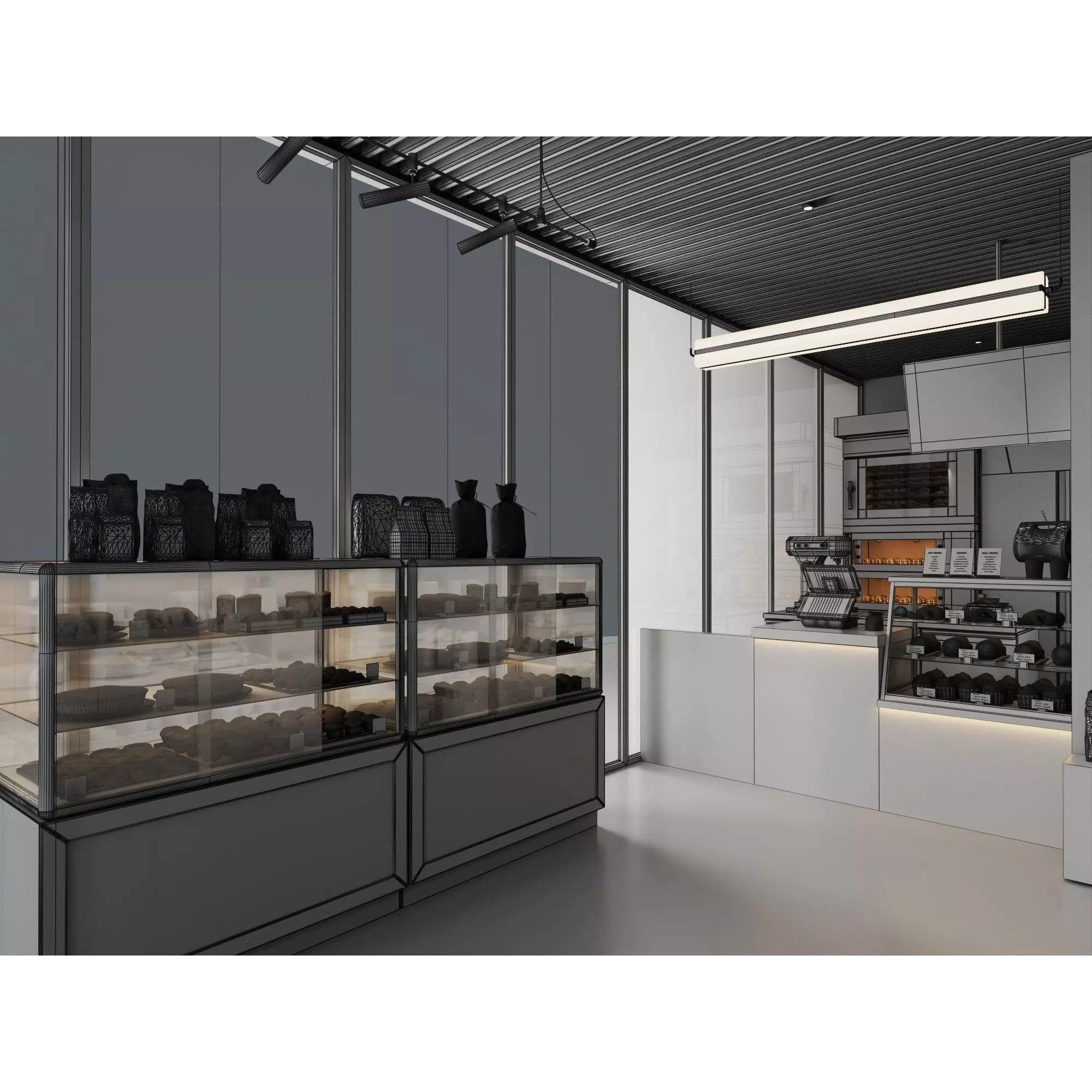 Modern Bakery Café Interior - Low-Poly 3D Model - View 16