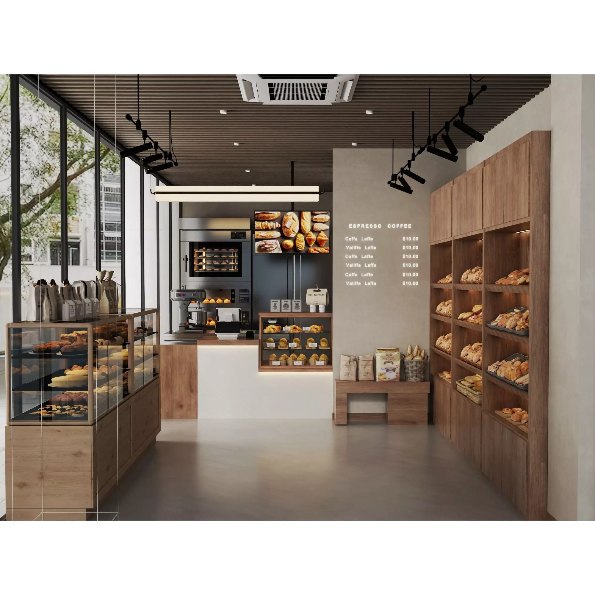 Modern Bakery Café Interior - Low-Poly 3D Model - View 2