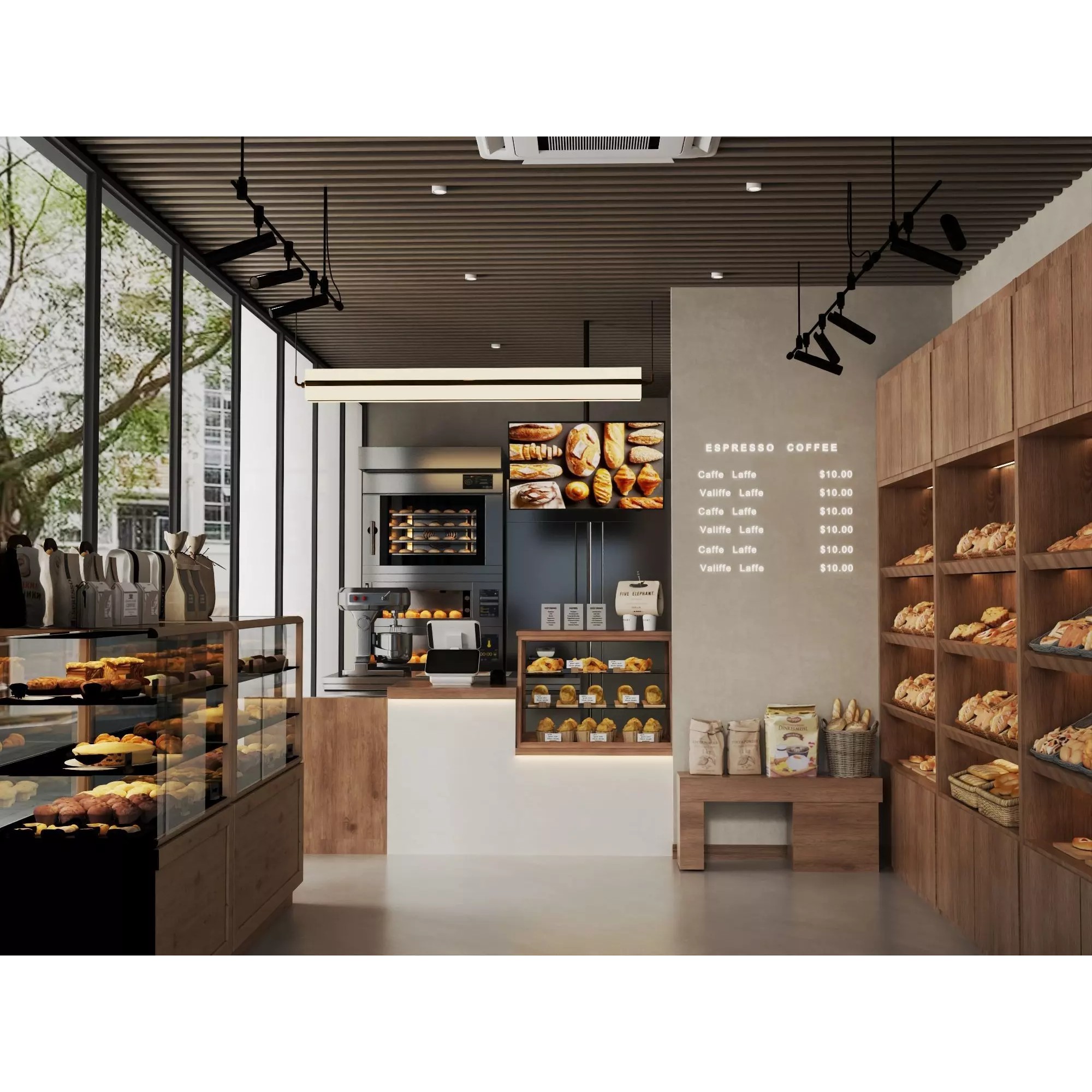 Modern Bakery Café Interior - Low-Poly 3D Model - View 3