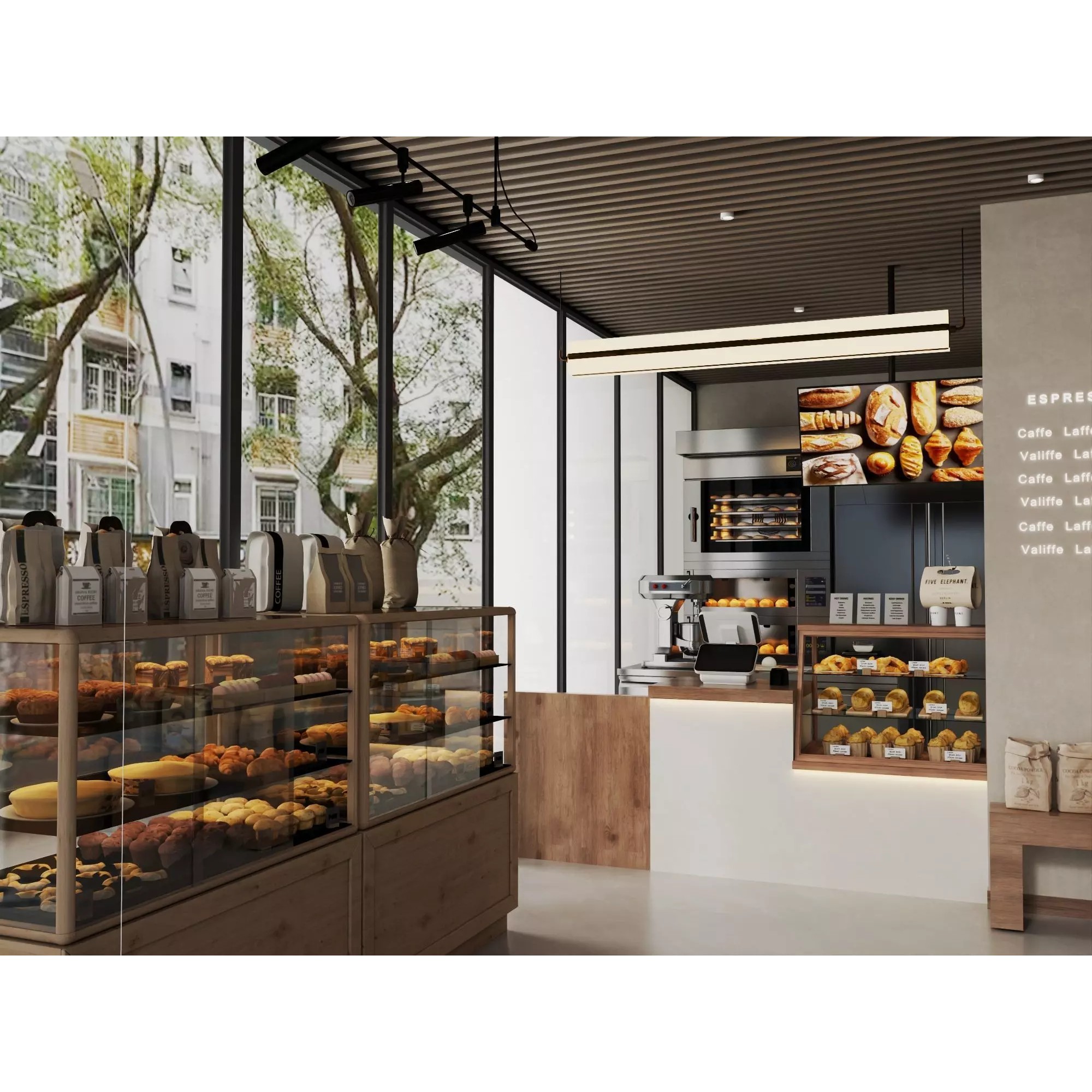 Modern Bakery Café Interior - Low-Poly 3D Model - View 4