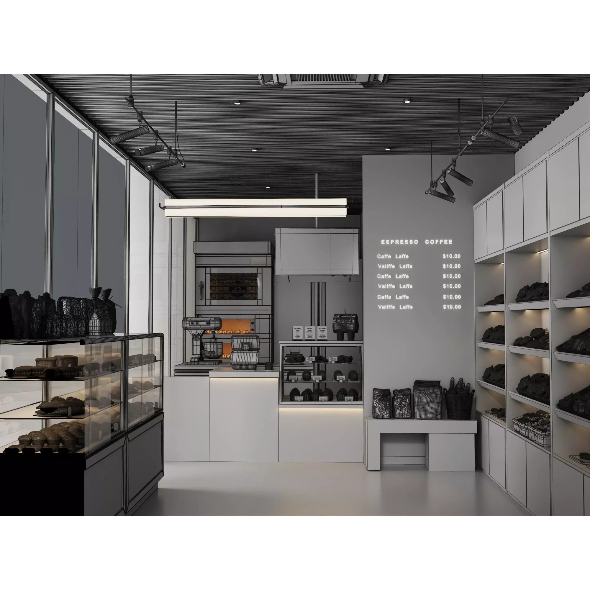 Modern Bakery Café Interior - Low-Poly 3D Model - View 5