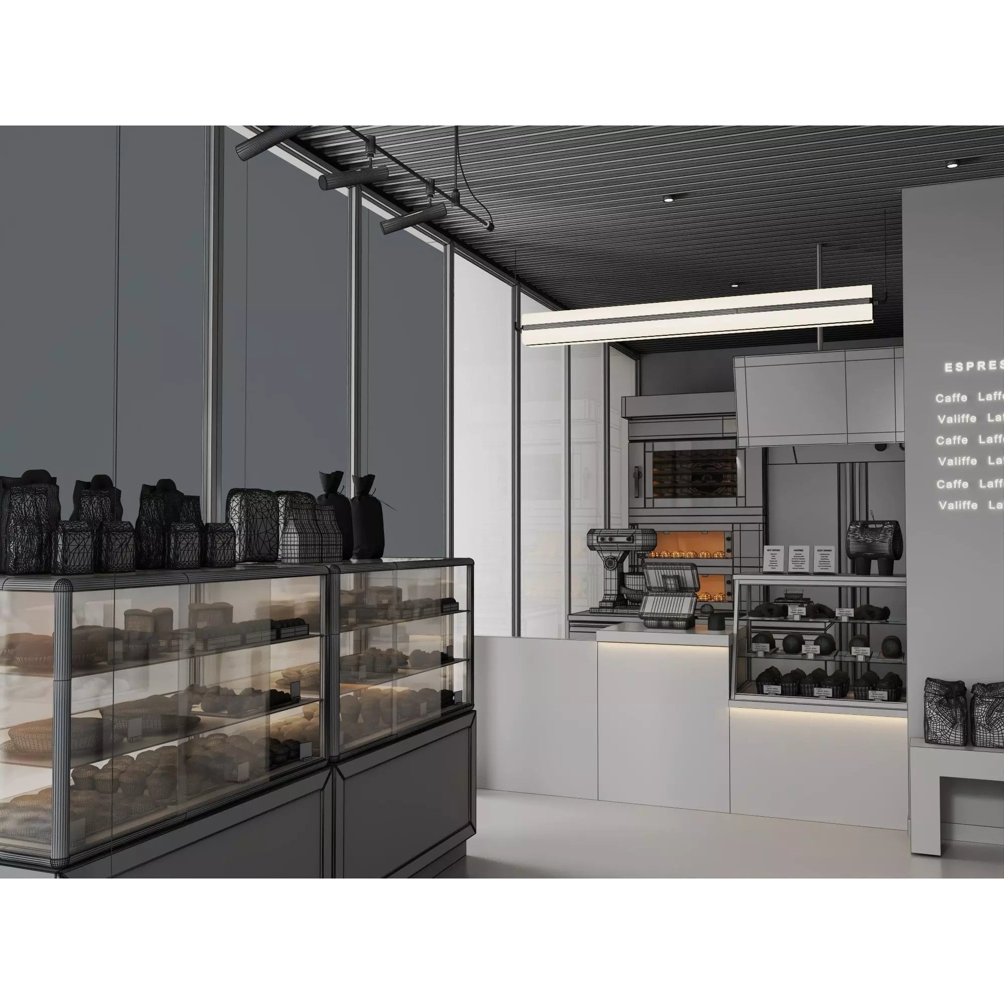 Modern Bakery Café Interior - Low-Poly 3D Model - View 7