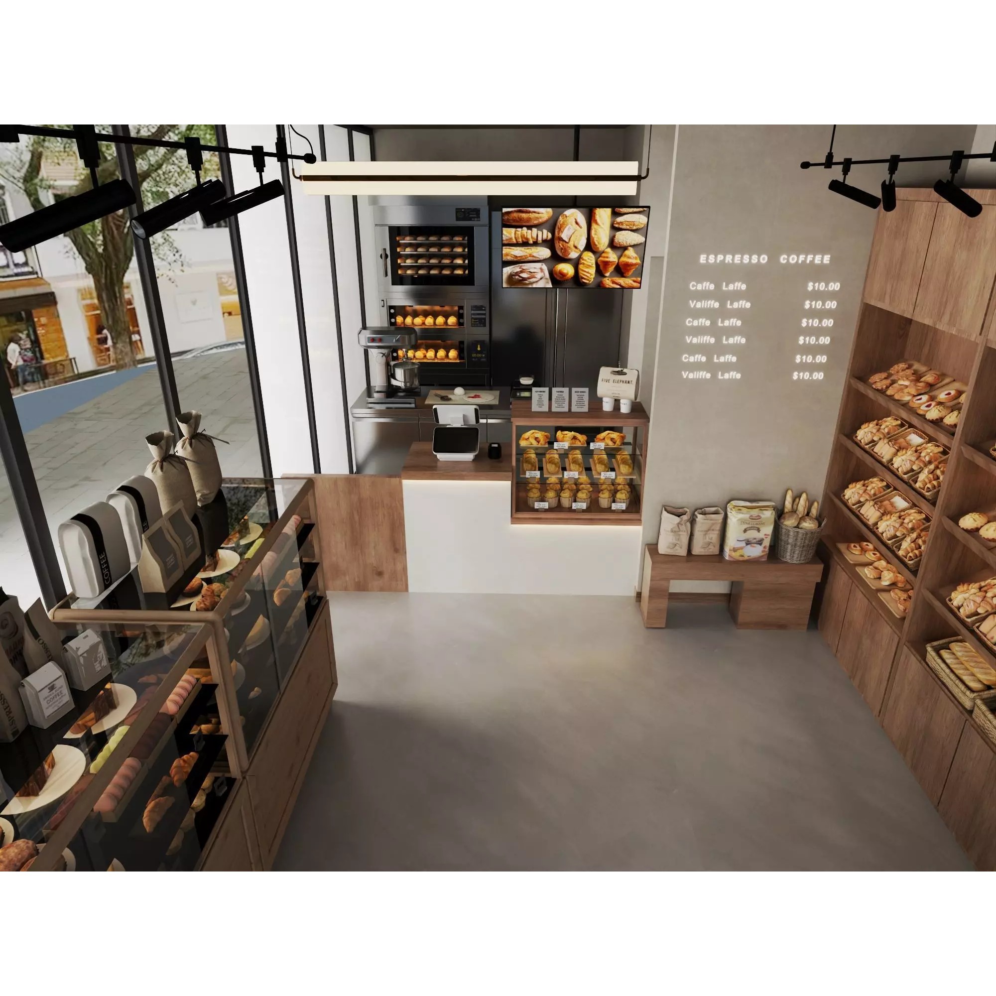 Modern Bakery Café Interior - Low-Poly 3D Model - View 8