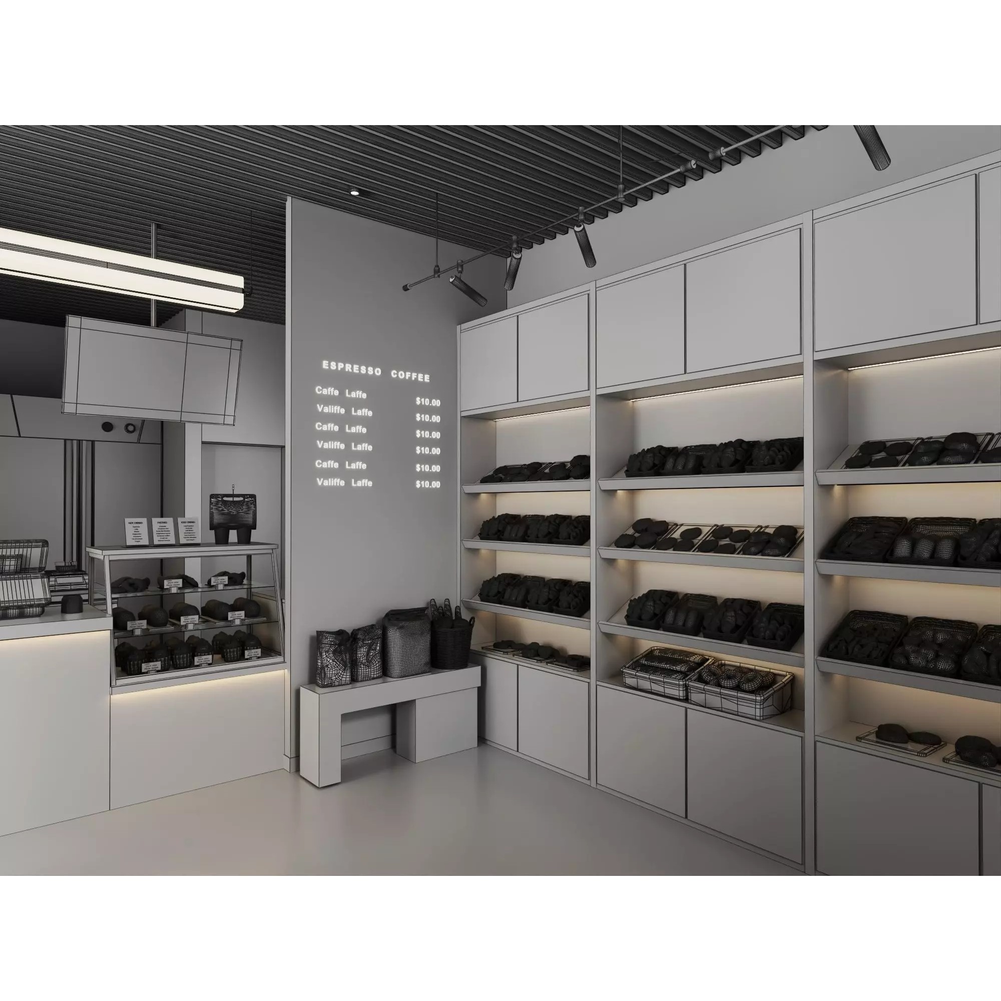 Modern Bakery Café Interior - Low-Poly 3D Model - View 9