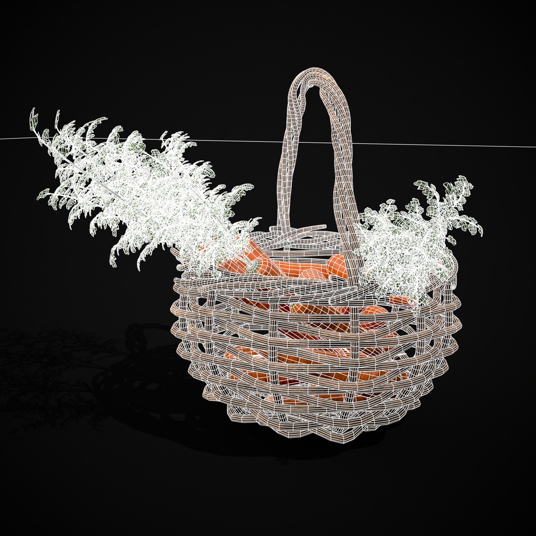 Carrot Basket 3D Model – Low Poly Game Ready Asset, FBX & OBJ - View 13