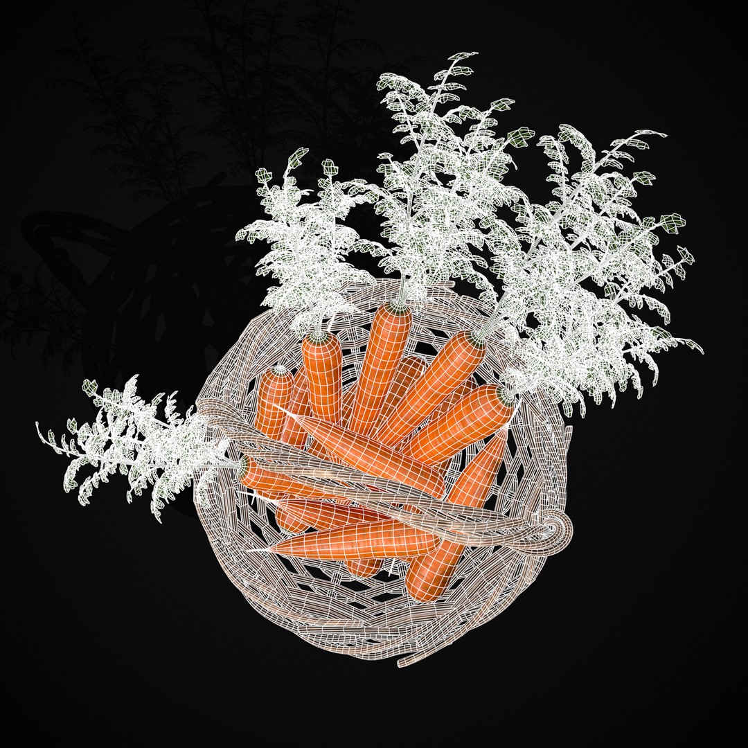 Carrot Basket 3D Model – Low Poly Game Ready Asset, FBX & OBJ - View 7