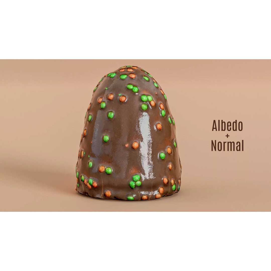 Chocolate Covered Marshmallow Treat 3D Model – Low Poly PBR Asset, FBX - View 7