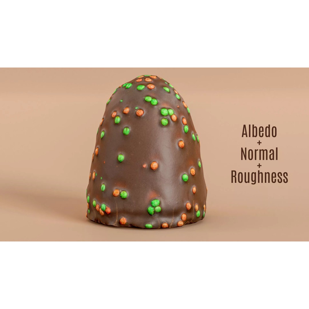 Chocolate Covered Marshmallow Treat 3D Model – Low Poly PBR Asset, FBX - View 8