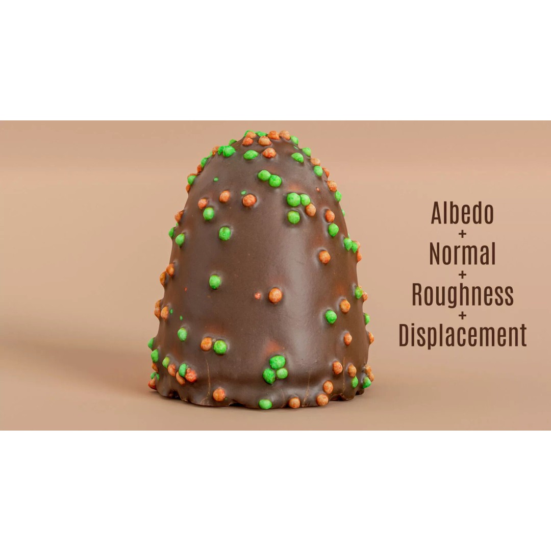 Chocolate Covered Marshmallow Treat 3D Model – Low Poly PBR Asset, FBX - View 9