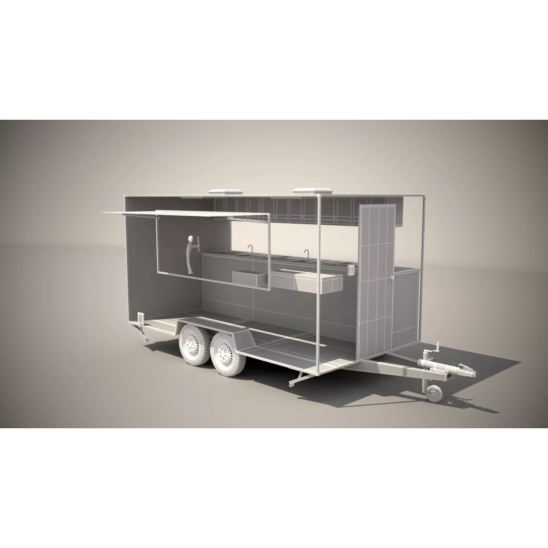 Catering Trailer 3D Model – Detailed Commercial Vehicle, FBX & 3ds Max