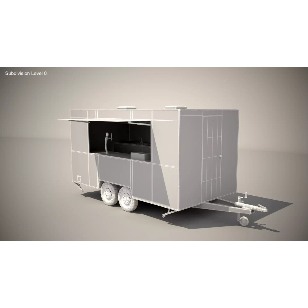Catering Trailer 3D Model – Detailed Commercial Vehicle, FBX & 3ds Max - View 14