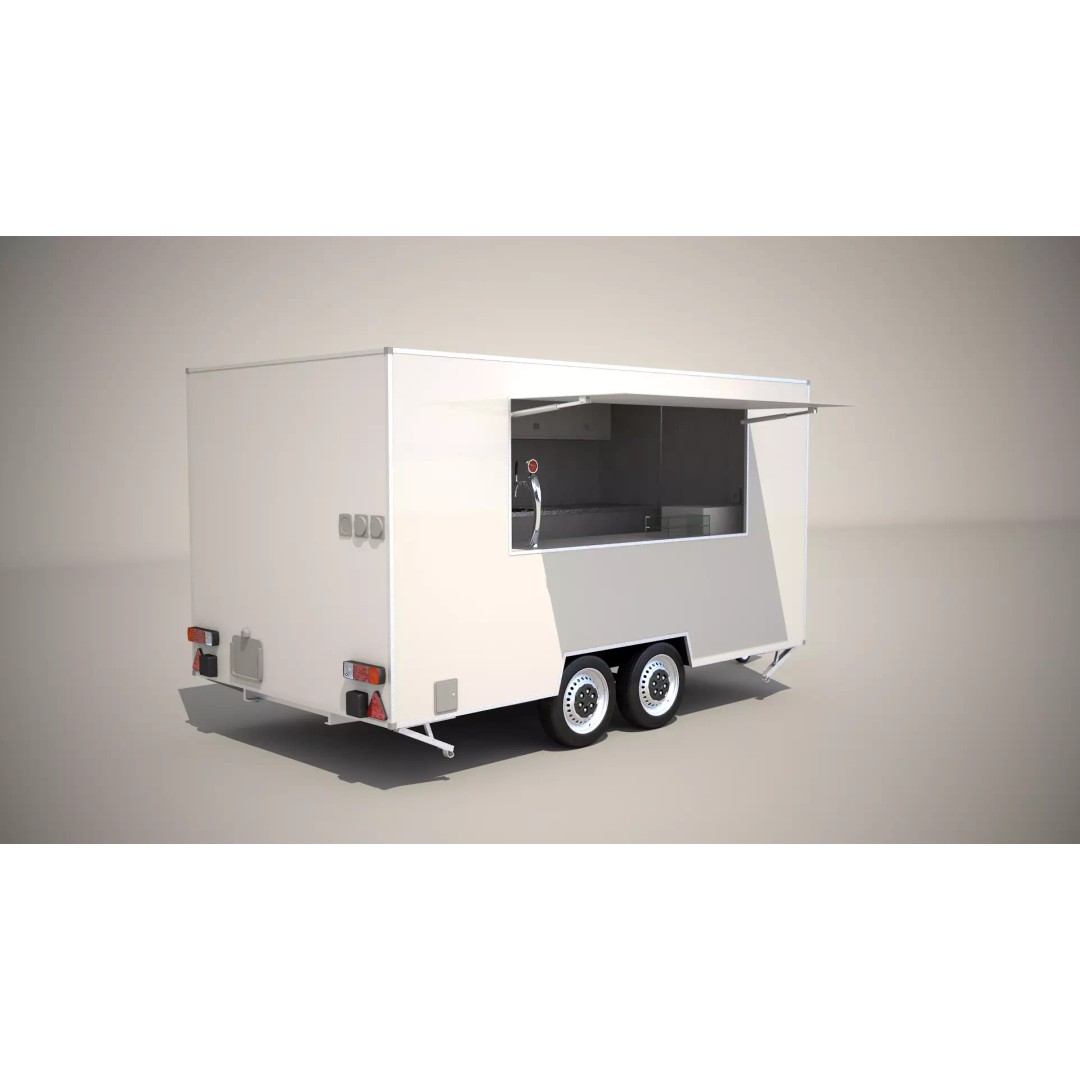 Catering Trailer 3D Model – Detailed Commercial Vehicle, FBX & 3ds Max - View 2