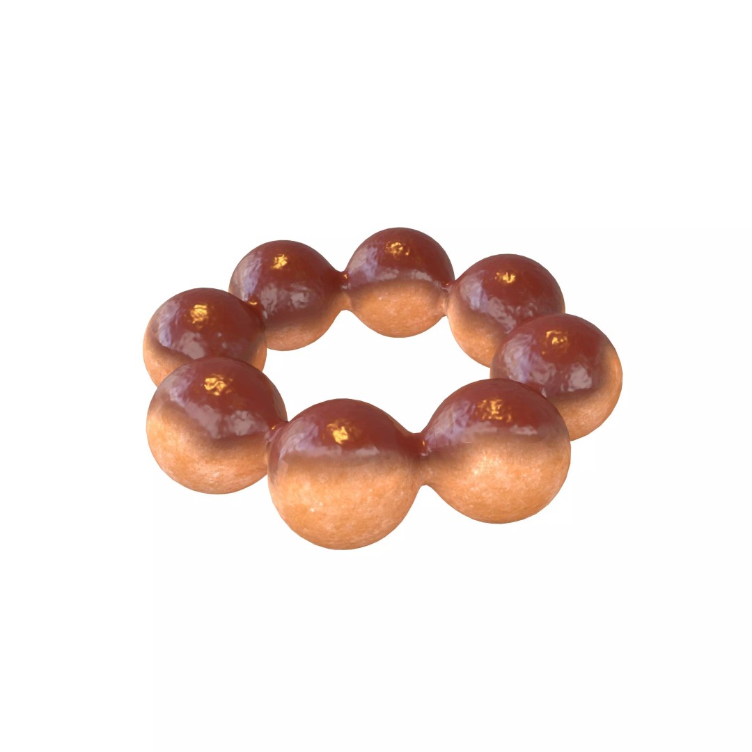 Japanese Donut 3D Model – Low Poly Cartoon Food Asset, FBX, OBJ - View 2