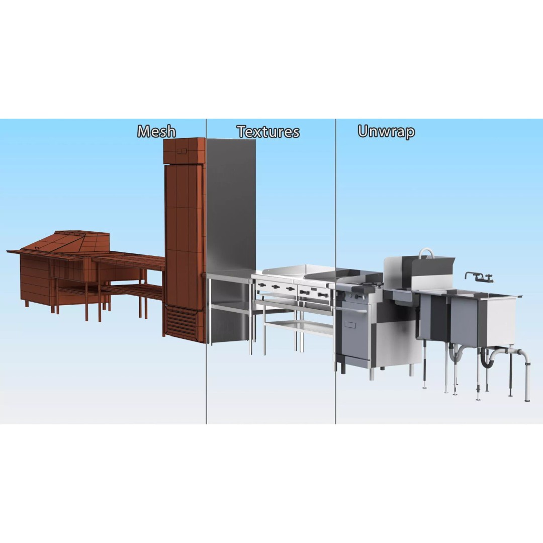 Food Truck Kitchen 3D Model – Mobile Urban Vending Kitchen, PBR Textures - View 17
