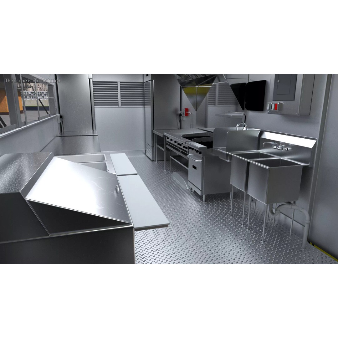 Food Truck Kitchen 3D Model – Mobile Urban Vending Kitchen, PBR Textures - View 6