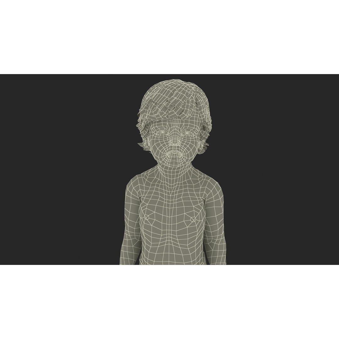 Boy Aged 1 Year in Diaper Standing Pose 3D Model – High Poly Character, PBR Textures