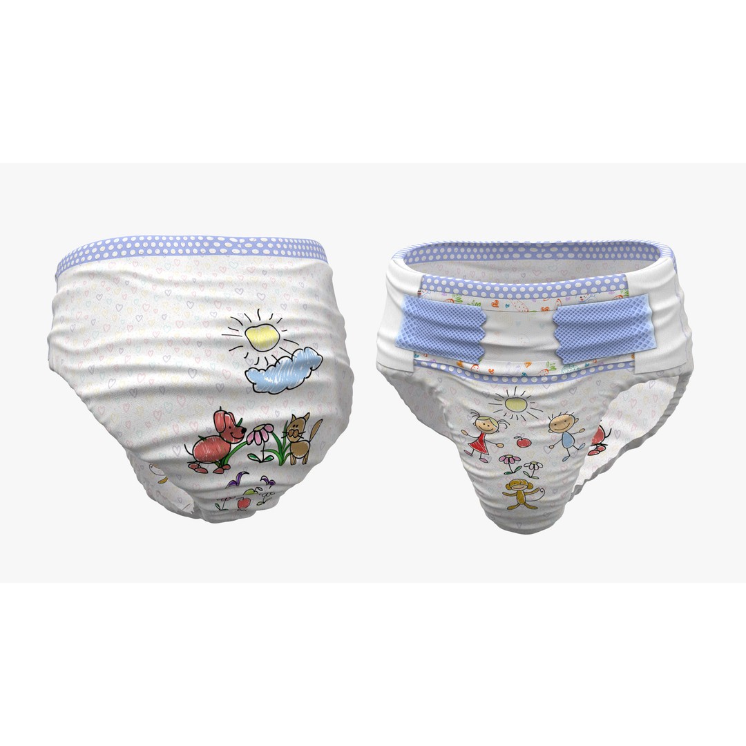 Boy Aged 1 Year in Diaper Standing Pose 3D Model – High Poly Character, PBR Textures - View 12