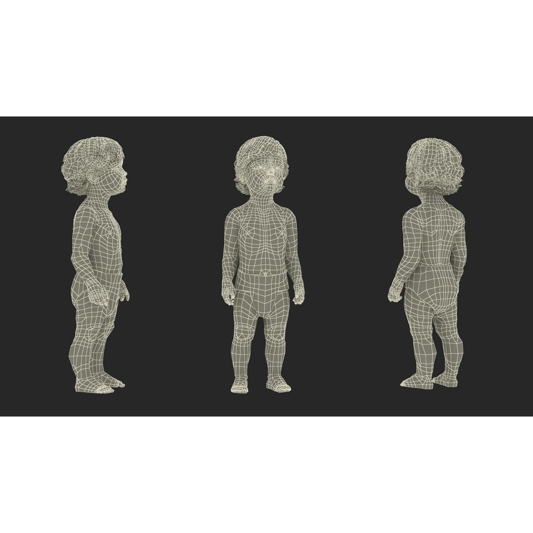 Boy Aged 1 Year in Diaper Standing Pose 3D Model – High Poly Character, PBR Textures - View 22